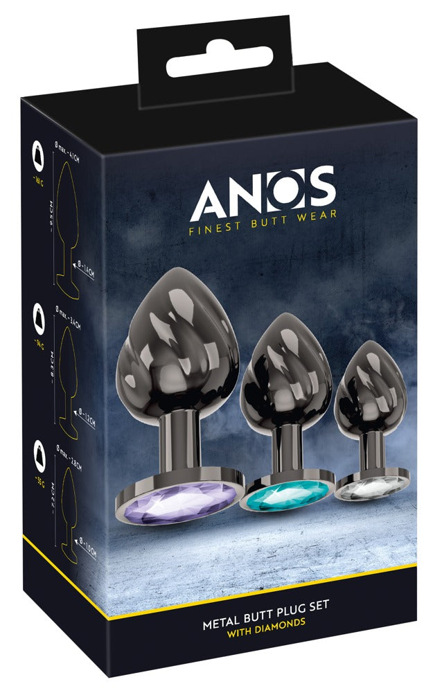ANOS 3 Metall-Plugs  Metal Butt Plug Set Diamo