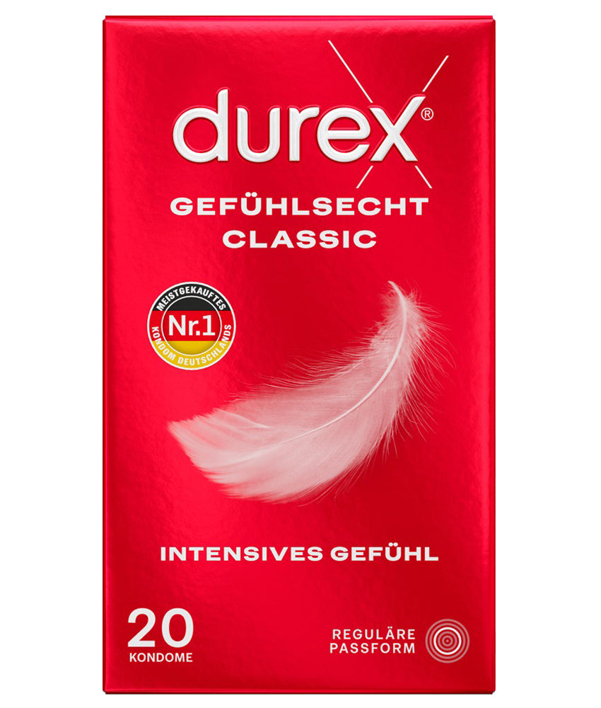 Durex Gefühlsecht Classic Kondome 20 St. – hauchzart & dünn | Transparent & komfortabel