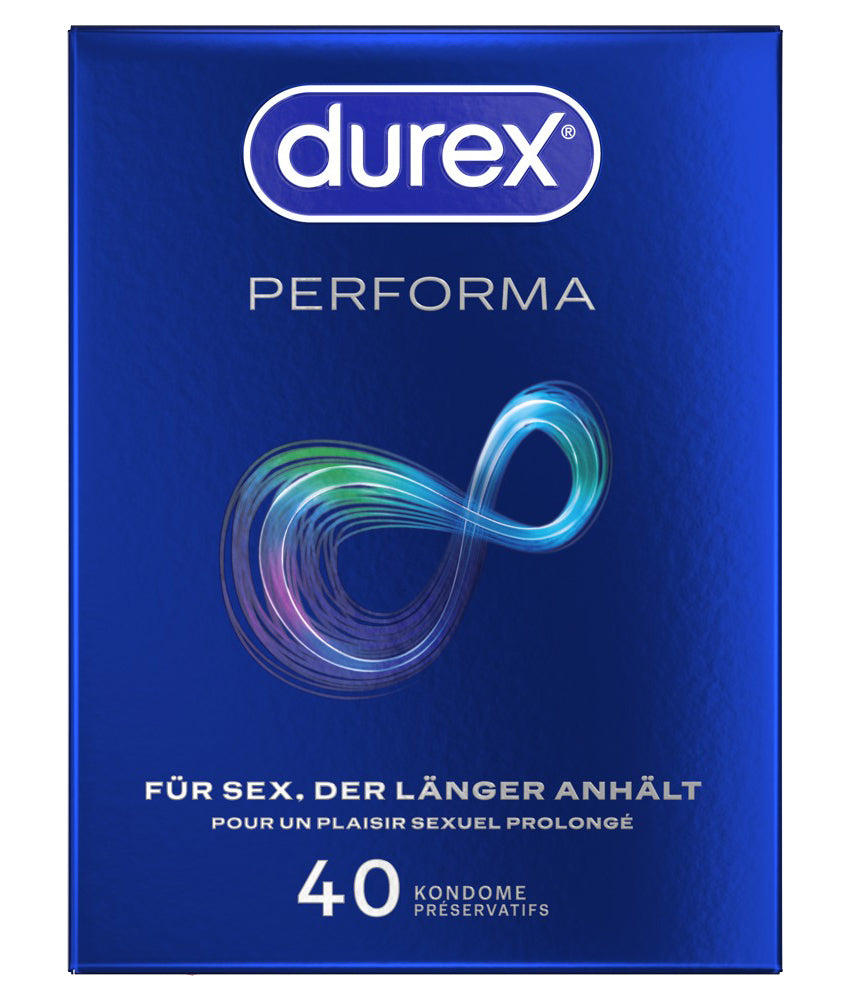 Durex Performa Kondome 40 St. – mit Benzocain, Verzögerung des Höhepunkts | Transparent & komfortabel