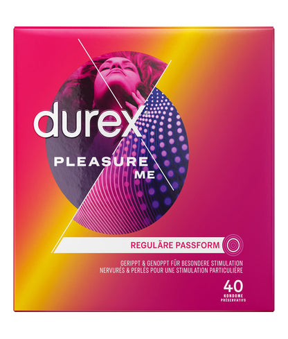 Durex Pleasure Me Kondome 40 St. – genoppt & gerippt, gefühlsecht | Transparent & stimulierend