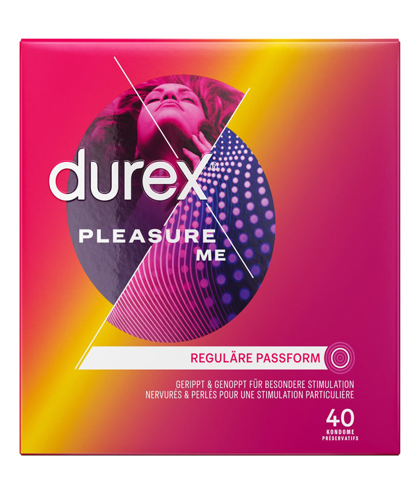 Durex Pleasure Me Kondome 40 St. – genoppt & gerippt, gefühlsecht | Transparent & stimulierend