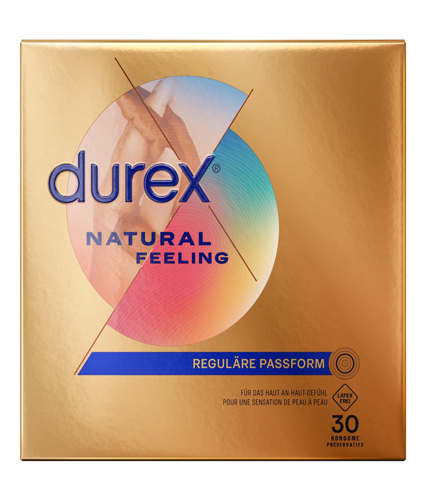 Durex Natural Feeling Kondome 30 St. – latexfrei, Real Feel, gefühlsecht | Transparent & komfortabel