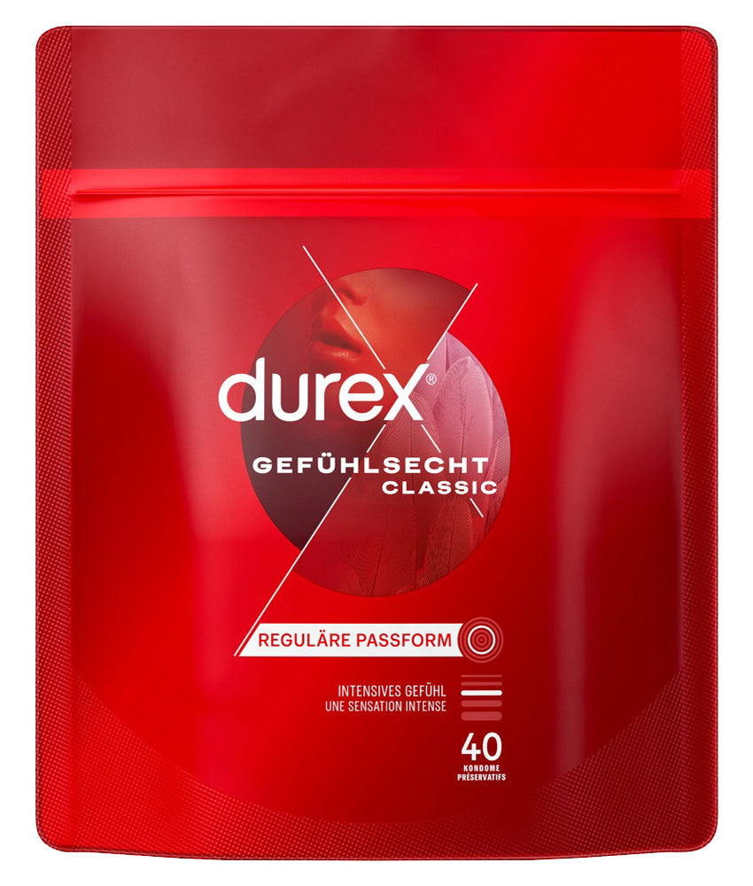 Durex Gefühlsecht Classic Kondome 40 St. – hauchzart & dünn | Transparent & komfortabel