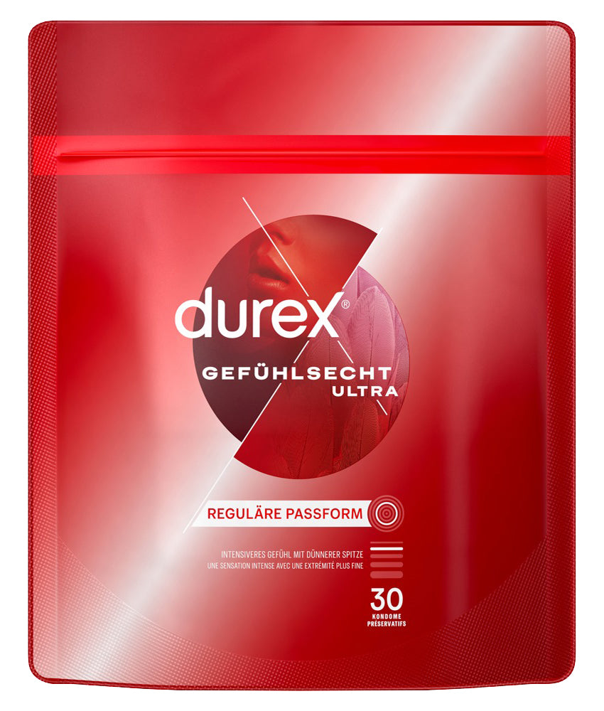 Durex Gefühlsecht Ultra Kondome 30 St. – extra dünn an der Spitze | Transparent & intensiv