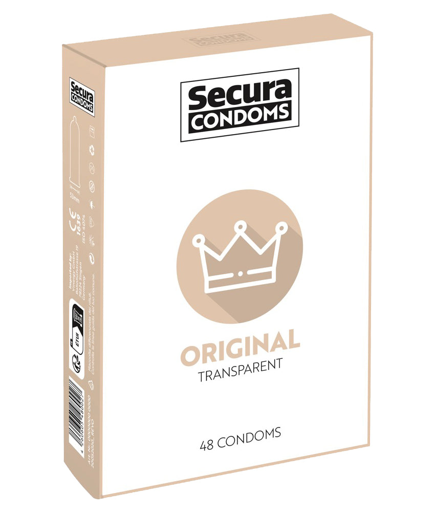 Secura Original Kondome – 48 Stück | Transparent, vegan, feucht beschichtet Silikonbasis
