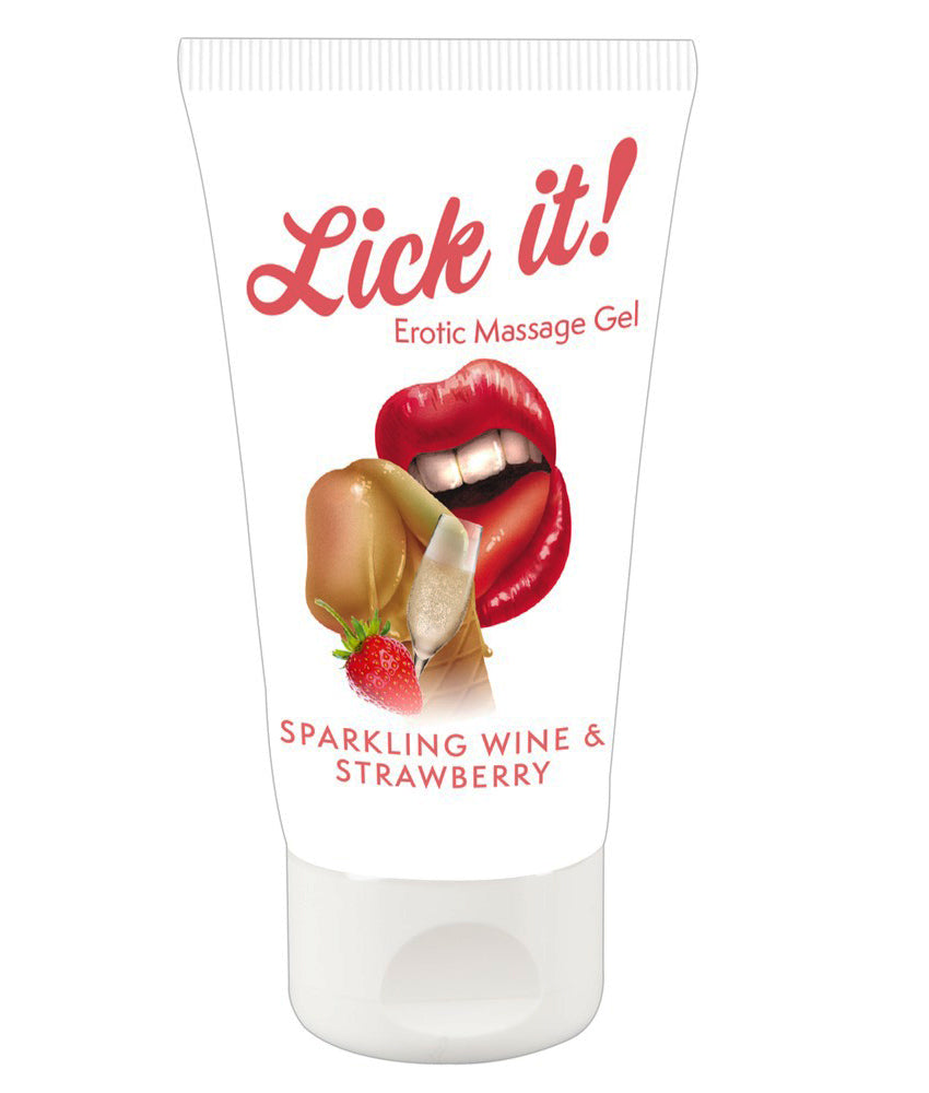 Lick it! Erotic Massage Gel Erdbeer-/Sekt-Aroma 50 ml – fruchtig-prickelnd
