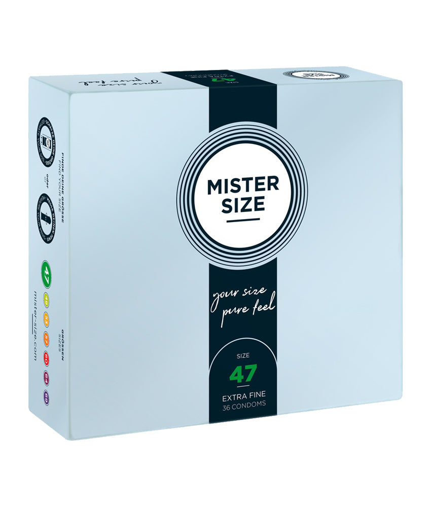 Mister Size Kondome 47 mm – 36 Stück | Maßgeschneiderte Passform, hauchdünn & vegan