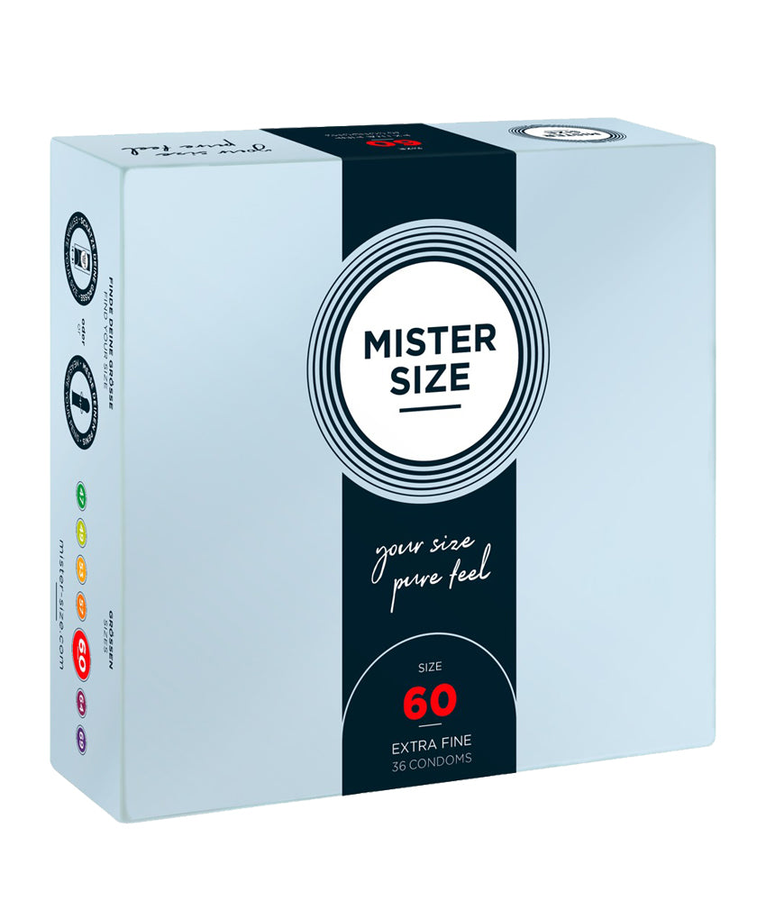 Mister Size Kondome 60 mm – 36 Stück | Transparent, hauchdünn, vegan